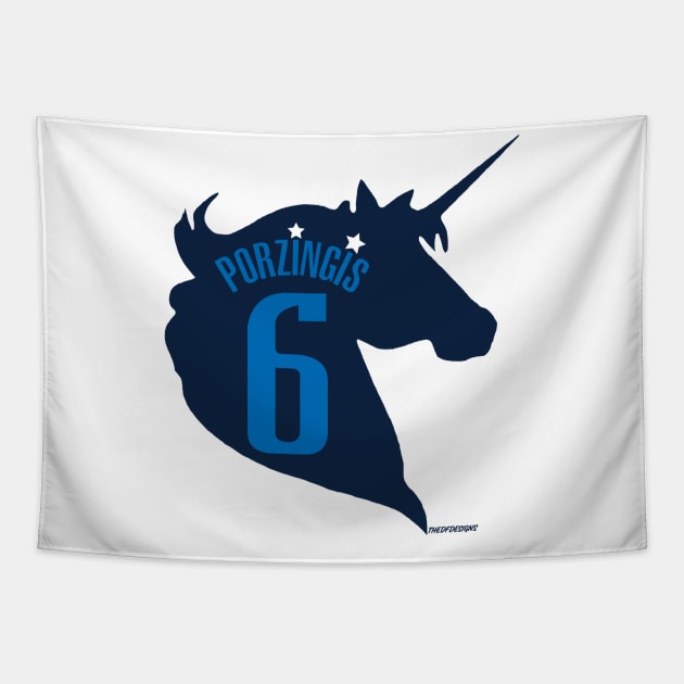 The Unicorn - Kristaps Porzingis Tapestry by THEDFDESIGNS