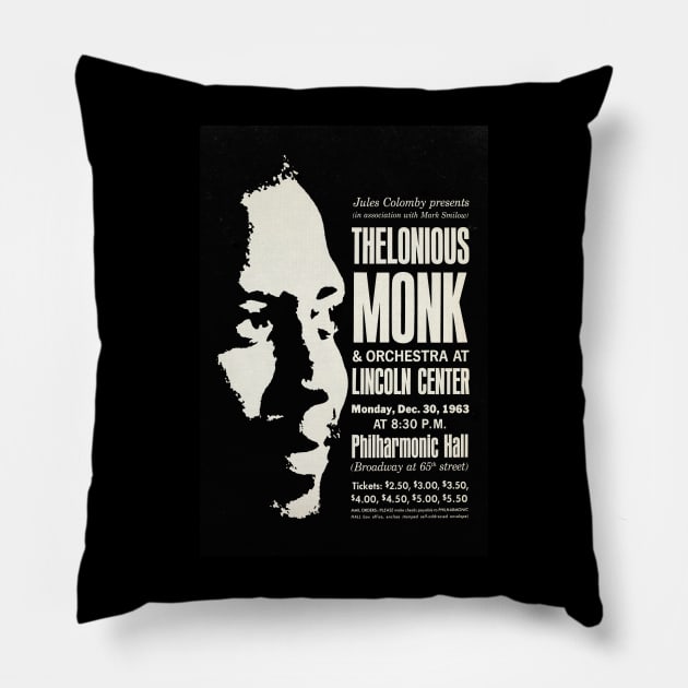 Thelonious Monk - Big Band and Quartet - Lincoln Center - NYC - 1963 Pillow by info@secondtakejazzart.com