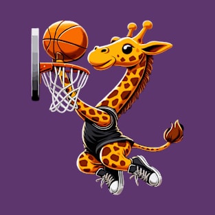 funny giraffe  basketball slam dunked T-Shirt