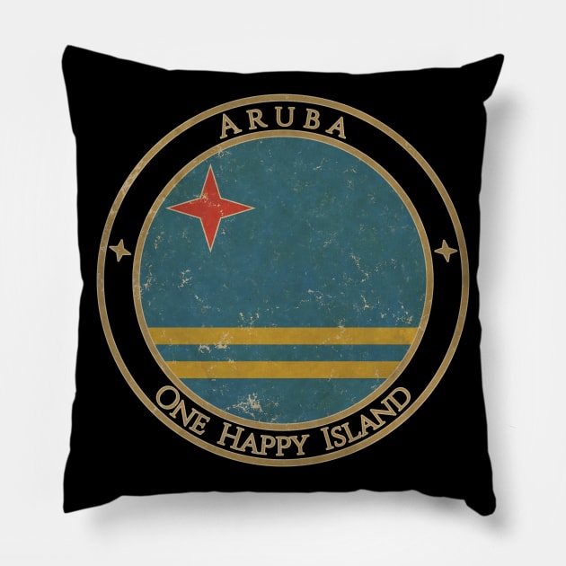 Vintage Aruba USA North America United States Flag Pillow by DragonXX