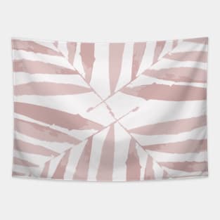 Geometric palm leaves pink on white , leaves, tropical , fall,  TeePublic Tapestry