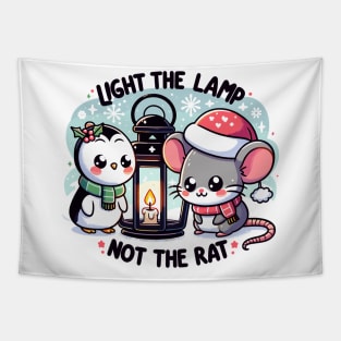 Whimsical Kawaii Christmas Lantern and Friends Tapestry