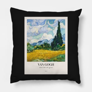 Wheat Field with Cypresses by van Gogh with text Pillow