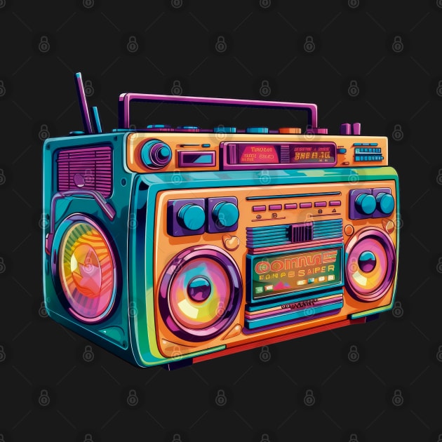 Boombox retro 90's 80's vintage Style by Velvet Love Design 