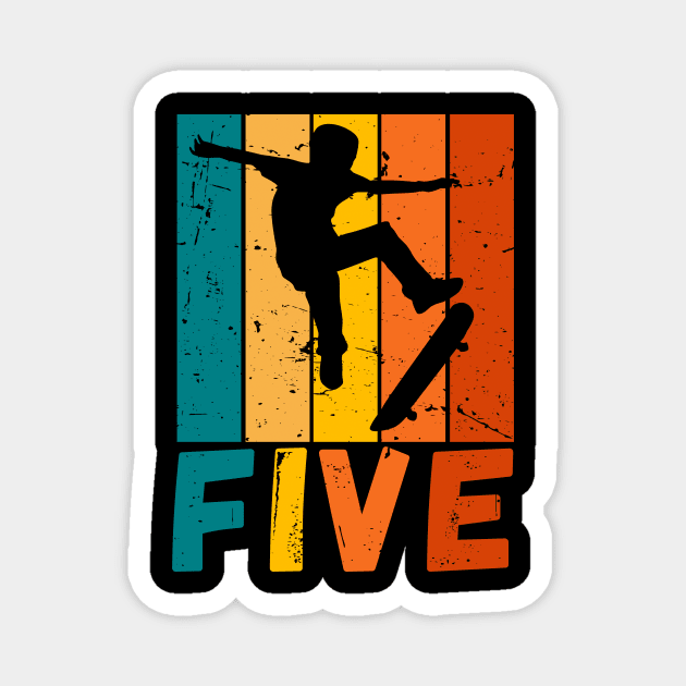 5th Birthday Kids Skater Skateboard Boy Magnet by Foxxy Merch