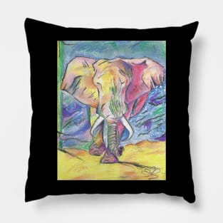 Super colorful elephant drawing multicolored Pillow