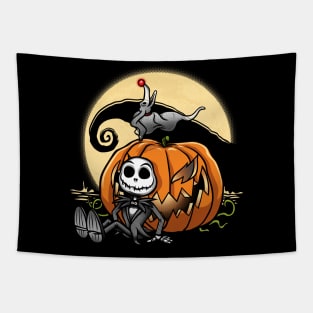 King of pumpkins and his dog Tapestry