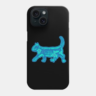 Kitty Cat Skeleton Illustration, XRAY Phone Case