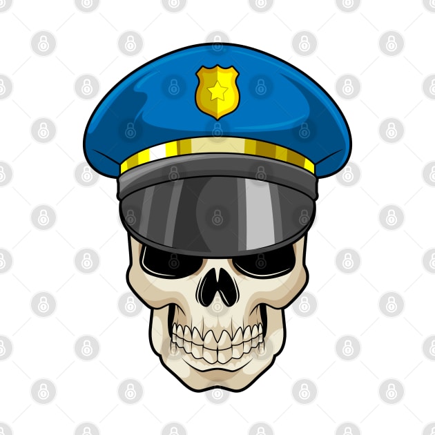 Skull as Police officer with Police hat by Markus Schnabel