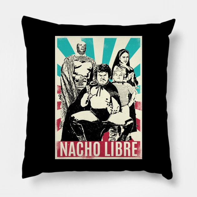 Vintage Retro Nacho Libre Pillow by Bengkel Band