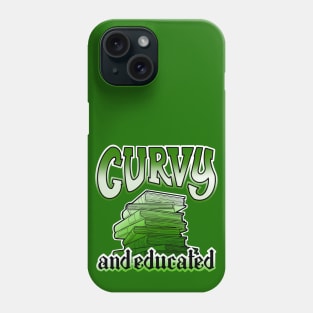 Curvy and educated, stack of green books Phone Case