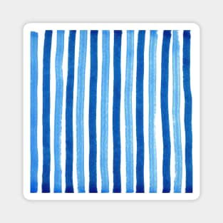 Blue and white vertical striped pattern Magnet