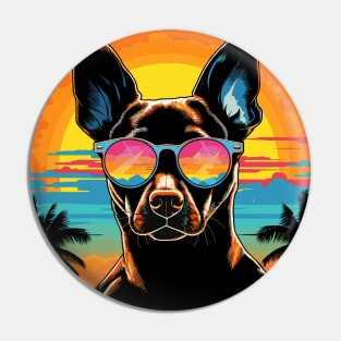 Retro Wave Basenji Dog Shirt Pin