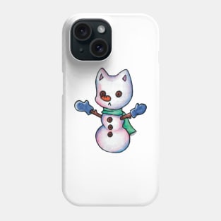 snowman cat illustration winter Phone Case