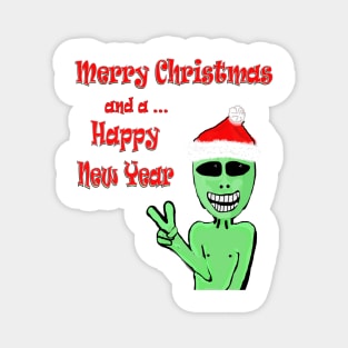 Funny Christmas Happy New Year Alien meme Magnet