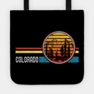 Retro Vintage Colorado 70s 80s Style Mountain Sunset Tote