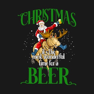 Ugly Christmas Time For Beer Funny Santa T-Shirt