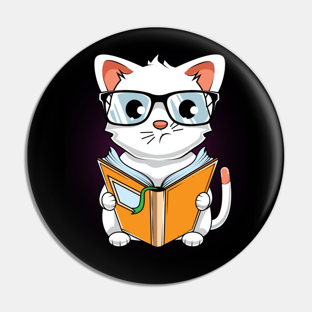 Funny Book Lover Cat Reading Book With Glasses - Cat Reading Book - Pin | TeePublic Funny Book Lover Cat Reading Book With Glasses - Cat Reading Book - Pin | TeePublic