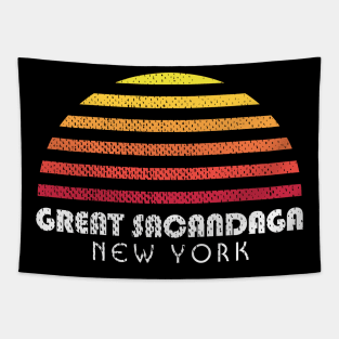 Great Sacandaga Retro Vintage Style Distressed Sunset Tapestry