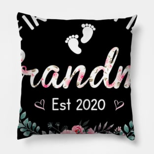 Womens Promoted to Grandma Est 2020 First Time Grandma Floral Pillow