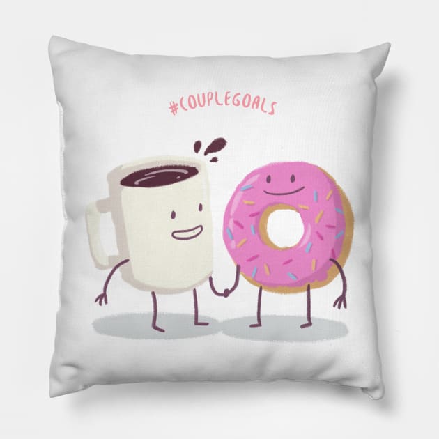 Coffee and Donut - Hashtag Couple Goals Pillow by i2studio