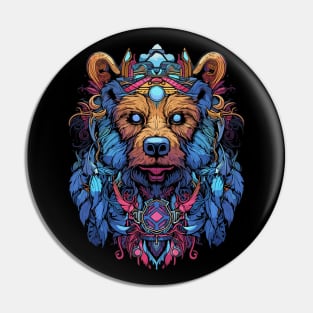 DMT Art Psychedelic Bear Pin