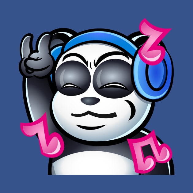 Panda music twitch emote, bear headphone sub emoji, kawaii cute animals, metalhead, rock, trap, party by Cripta Art