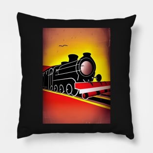 CUTE POPART COMIC STYLE RED AND BLACK STEAM TRAIN Pillow