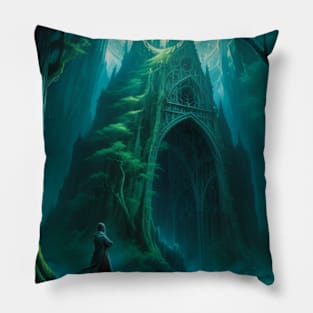 Ominous Mausoleum In a Forgotten Forest Pillow