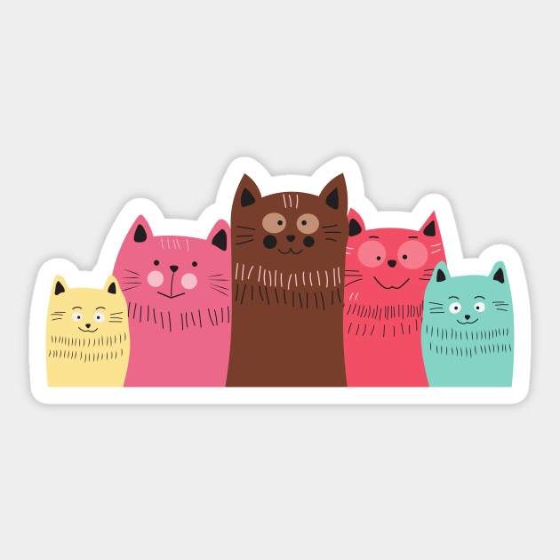 Vibrant Cute Cat - Cute Cats - Sticker