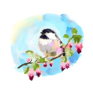 Chickadee on currant branch T-Shirt