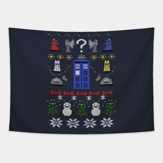 Whovian Christmas Tapestry by Silentrebel