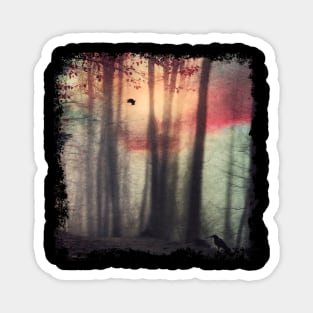 Blurred Vision - Abstract Forest at Sunrise Magnet