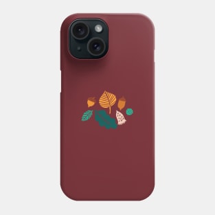 Autumn Leaves on Teal Phone Case