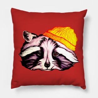 Raccoon in a Beanie Pillow