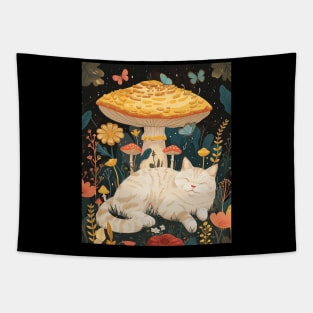 Cottagecore Aesthetic Cat Evenings Tapestry