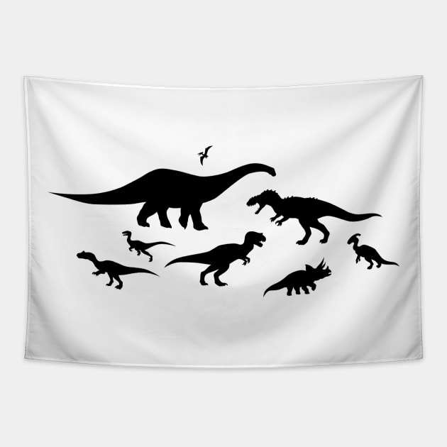 Black and White Dinosaurs Tapestry by SakuraDragon