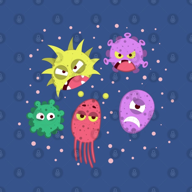 Germs Cartoon Funny by Mako Design 