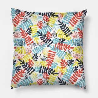 blue red yellow retro flowers leaves stock Pillow