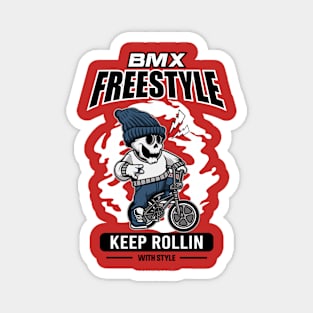 BMX skull Freestyle Cartoon Magnet