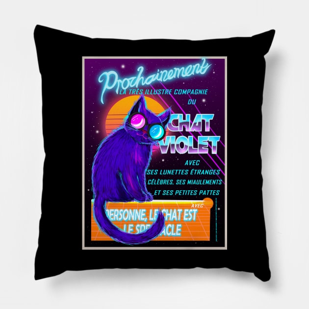 Le Chat Violet (Le Chat Noir Vaporwave Parody) Pillow by Marlopoly