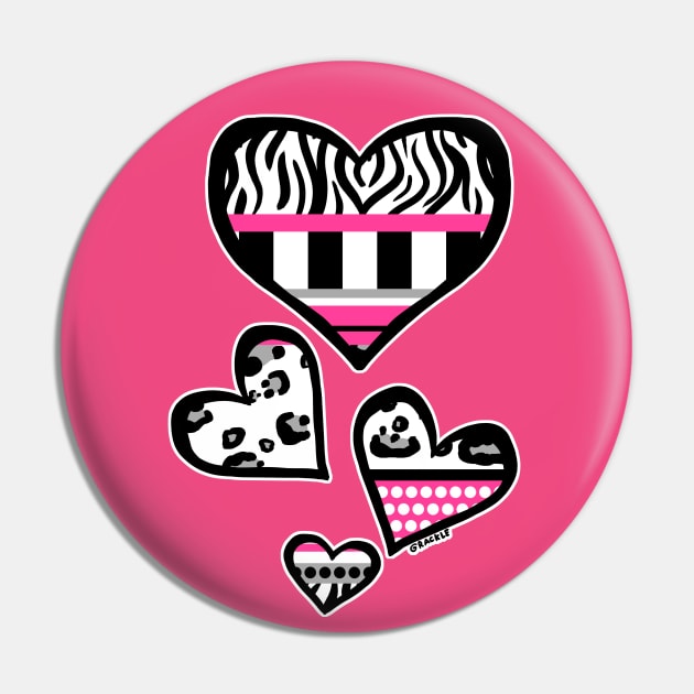 Hot Pink Y2K Busy Stripes Pin by Jan Grackle