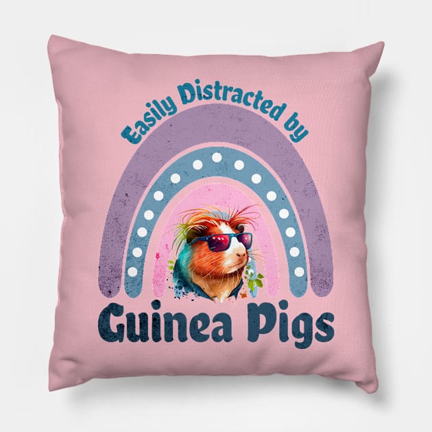 Easily Distracted by Guinea Pigs Pillow by Luxinda