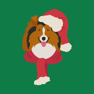 Christmas Rough Collie Dog Face T-Shirt