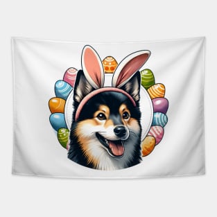 Schipperke with Bunny Ears Shares Easter Joy Tapestry