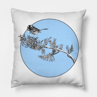 Townsends Warbler pen and ink Pillow