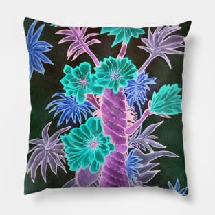 Neon Floral Painting Pillow