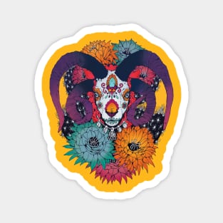 Painted Skull in Flowers Magnet