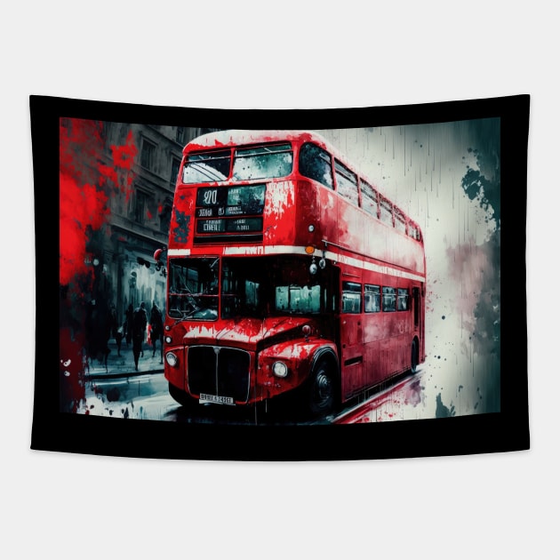 London Bus Tapestry by Buff Geeks Art