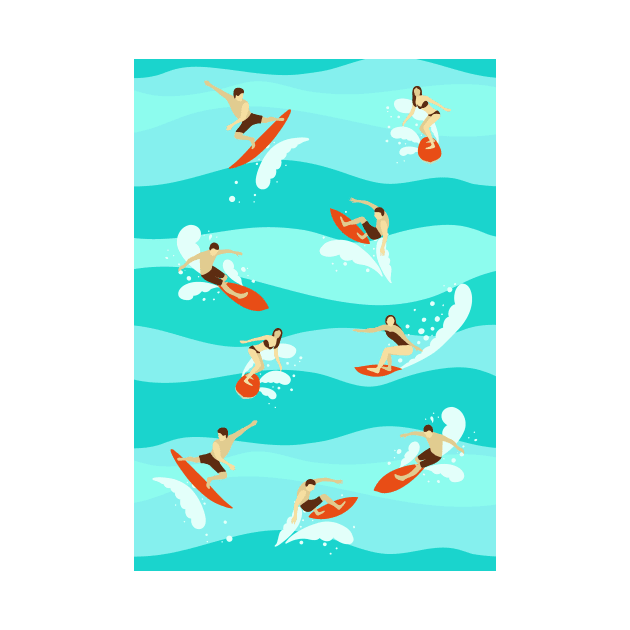 Surfers on the Waves. by Irina Skaska